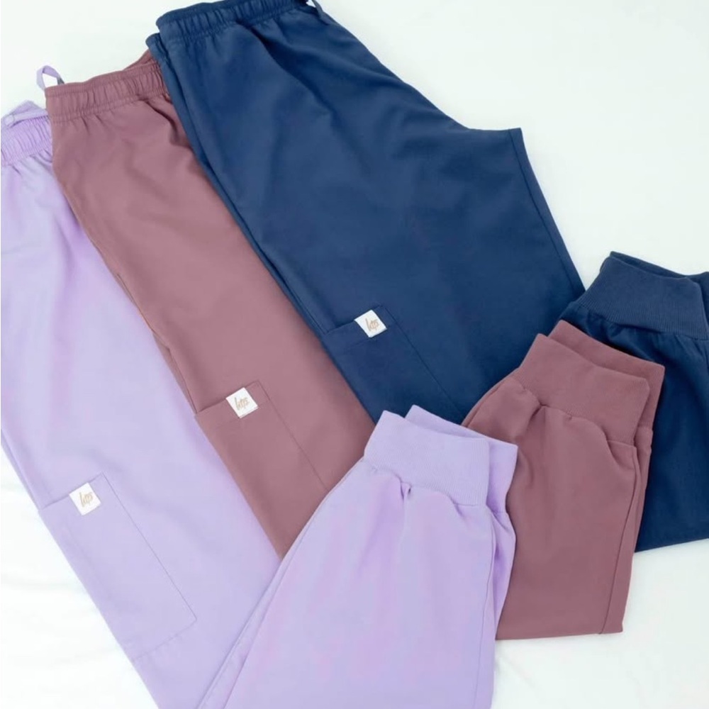 Set of soft Purple ,navy blue and mauve scrubs.